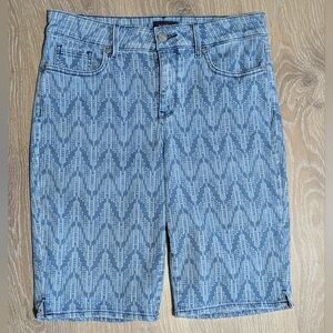 NYDJ Briella‎ Lift Tuck Denim Patterned Bermuda Shorts Women's 8